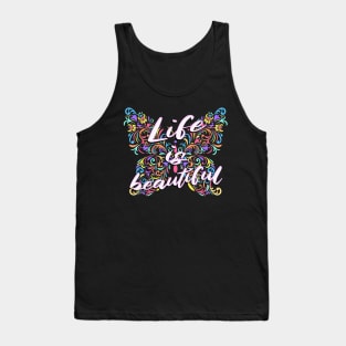 Life Is Beautiful Floral Butterfly Tank Top